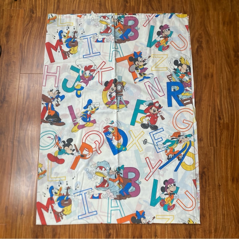 Vintage Disney Kids Boys Girls ABC Mickey & Friends Cotton Mix Twin Sheet Retro